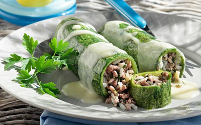 Stuffed Zucchini with Egg-Lemon Sauce