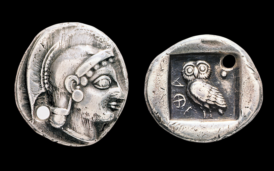 <h5>Silver Athenian tetradrachm, ca. 520-510 BC</h5>