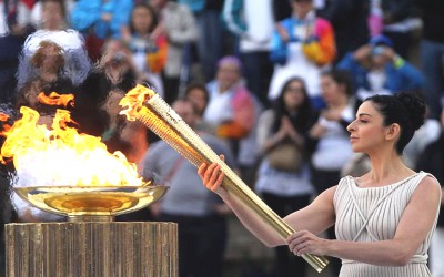 Brazilian Colors for the Olympic Flame Handover Ceremony