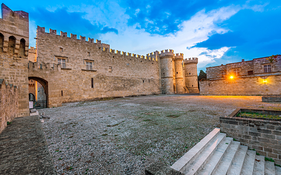 Palace of the Knights at Rhodes island, Greece Stock Photo by