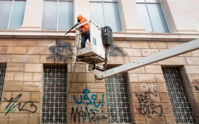 National Library Stripped of Graffiti