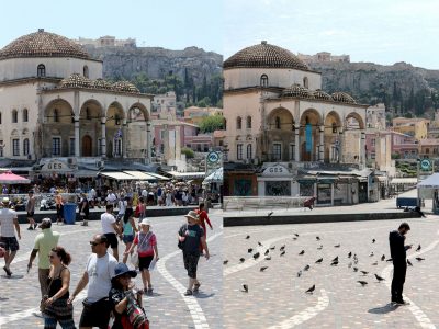 In Pictures: Athens Before and During Coronavirus Lockdown