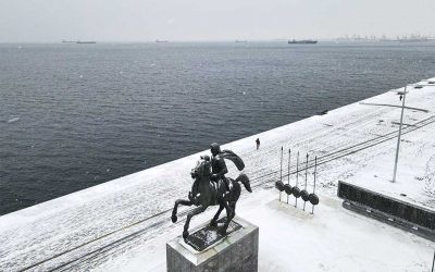 In Pictures: Snow from “Medea” Blankets Greece