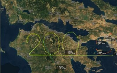 Aegean Airlines Flight Draws Massive “200” Over Peloponnese