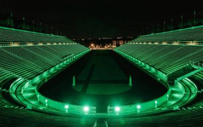 Panathenaic Stadium Turns Green in Celebration of St. Patrick’s Day