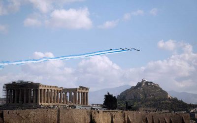 French Air Force “Paint” the Sky Above Athens Blue and White