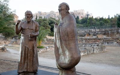 Statues of Socrates and Confucius Unveiled at the Ancient Agora