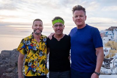 Gordon Ramsay Enjoys Greek Escape with Gino and Fred