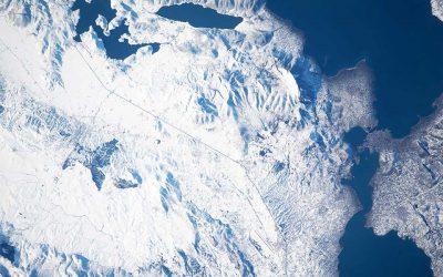 Image of Snow-Covered Greece from Space
