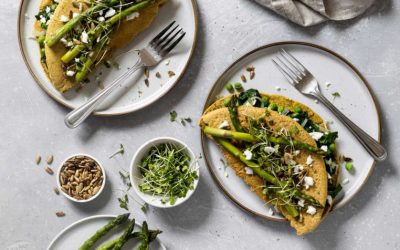Asparagus and Feta Cheese Omelet with Kalamata Olives